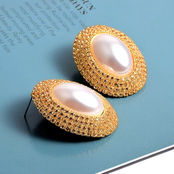 Nový Príchod Luxusný Pearl Kryštály Kolo Drop Náušnice Vysokej Kvality, Módnych Drahokamu Náušnice Šperky, Doplnky Pre Ženy