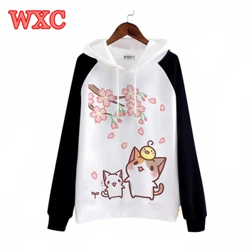 Japonský Kawaii Ženy Hoodies Lolita Mori Dievčatá Cute Cat Moletom Mikina Cartoon Neko Atsume Mikiny dámske Oblečenie WXC