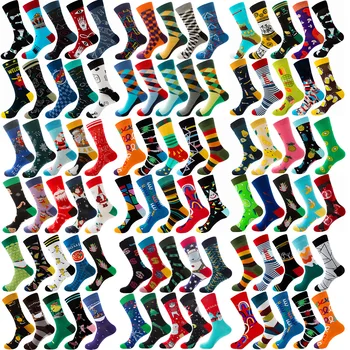 10 Párov Farebné Pánske Ponožky Hip-Hop Skateboard Šťastný Česanej Bavlny Zábavné Posádky Ponožky Pre Vianočný Darček Calcetines De Hombre
