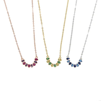 Elegent rainbow cz nezávislá náhrdelník 925 sterling silver anti-alergie reťazca farebné kameň pre ženy strany darčeky, šperky