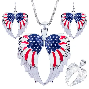 1set Anjel Krídla Náhrdelníky Náušnice Šperky Set Zliatiny Jedinečné Americké Vlajky Dizajn Darček Zvierat Prívesok Kúzlo Dúhy Príslušenstvo