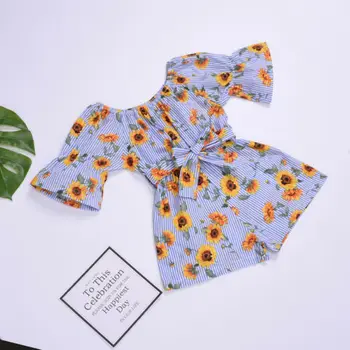 Dieťa Romper Batoľa Detský Baby Girl Krátke rukávy Romper chryzantéma Tlač Jumpsuit Oblečenie Oblečenie