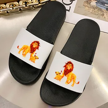 Cute Lion Ženy papuče Roztomilý papuče pre ženy Domáce Papuče PVC Zvieracie vzory Sandále ženy Pláži Listov