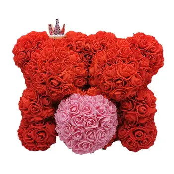 Horúce Umelé Ruže Kvet Teddy Jedinečný Medveď Darček pre Ženy Valentinku Deň Výročia Vianočné Domáce Dekorácie 10 palcov