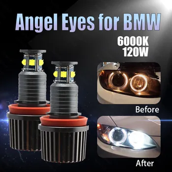 3-ročná Záruka Deň Svetlo 2800LM LED Žiarovky Vysoký Výkon Zadarmo Chyba 120W LED Angel Eyes pre BMW roky 2008-2010 Série 5 E60 (LCI)