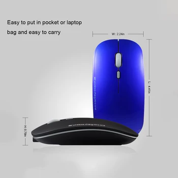 Ultra Tenké 400-1600CPI 2.4 G Wireless Mouse Mini Bezdrôtovej Silent Mouse USB Nabíjanie Myš pre Kancelárske PC Ploche Počítača Prenosný počítač