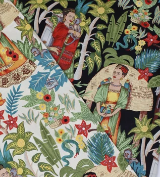 Špeciálne ručné diy tkaniny, elastickú keper vytlačené popelín Frida Záhrada vzor tkaniny nádherné oblečenie textílie