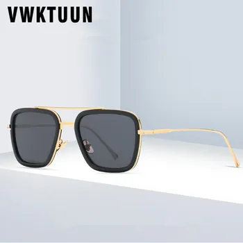 VWKTUUN Vintage Námestie slnečné Okuliare Muži Ženy Zdvojených Lúčov Poilt Style Slnečné okuliare Značky Dizajnér Klasické Odtiene UV400 Okuliare
