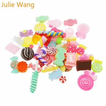 Julie Wang 20PCS Náhodne Poslal Živice Farebné Lízatko Cukroví Sliz Charms Prívesky, Šperky Náhrdelník Náramok Doplnok Hnadcraft
