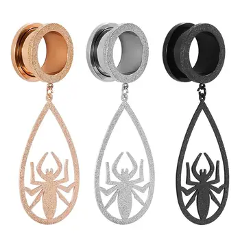 Spider Logo Visieť Náušnice, Piercing Ucha Expandéry Srd Telo Šperky Meradlá Silver Black Nehrdzavejúcej ocele Zástrčky Tunel 2KS