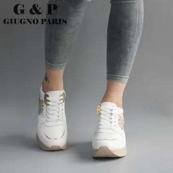Kliny topánky na vysokej platforme športové topánky dámske slip-on obuvi ľahký Itlay dizajn značky s koža stielka