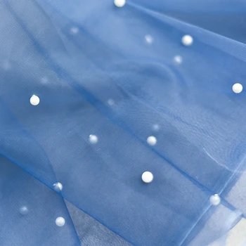 1Meter blue gradient pearl Výšivky, Čipky oka textílie svadobné šaty/večer/zobraziť šaty materiálu, čipky výbava Doprava Zadarmo