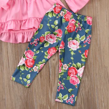 3ks Batoľa Detský Baby Girl Šaty, Topy + Kvetinový Nohavice Legíny + hlavový most Oblečenie Set