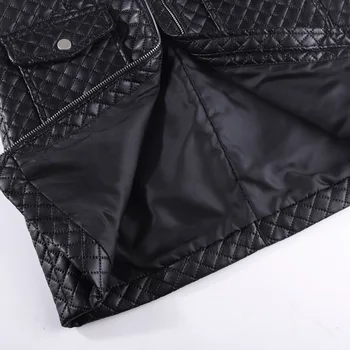 Ženy Vysoký Pás Slim Zimné Jeseň Čierny Kockovaný PU Kožené Sukne Office Lady Zips Spájať Plus Veľkosť Mini Bodycon Sukne 2020