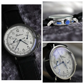 Pánske Mechanický Chronograf Hodinky Pilot náramkové hodinky Mužov Ocele Sapphire Fázy Mesiaca Náramkové Hodinky Seagull ST1901 Pohyb Nové 2020