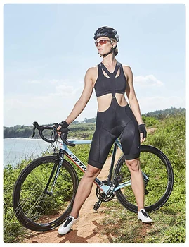RION Cyklistické MTB nohavice s Náprsenkou Šortky pančuchové Nohavice Ženy Lete Lycra, Čierne Jersey Gél Čalúnená Tím Pro Cestnej Bike Downhill Horský Bicykel Oblečenie