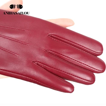 2020 Zimné módne dámske kožené rukavice,riadenie auta, aby sa zahriali dámske zimné rukavice,mäkkej ovčej dámske rukavice-GX154