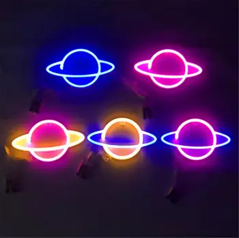 Planéta Rocket Bar Neónový nápis Svetlo Strany Stene Visí LED Pre Xmas stylistom, Umenie Stenu Decor Neon Nočné Osvetlenie, Lampy, USB Žiarovka