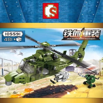 Nové 481pcs Utility Vrtuľník Stavebné Bloky Model Tehly WW2 Vojenské Série Hračky Pre Chlidren