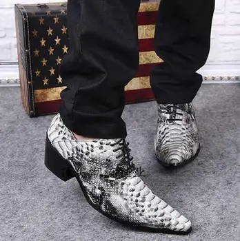 Talianska obuv muži kože aligátora topánky pre mužov krokodílej kože ukázal prst pánske mokasíny formálne topánky na vysokom podpätku plus size46