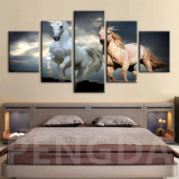Vytlačené Obrázky Domov Wall Art Modulárny Plagát Krajina Zvierat Kôň Maľby Na Moderné Plátna Obývacia Izba Dekorácie Rámovanie