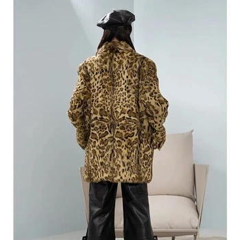 Prírodné Zimné Žena Dlho 2020 Módne Originálne Coats Ženy, Skutočné Rex Králik Kožušinový Kabát Leopard