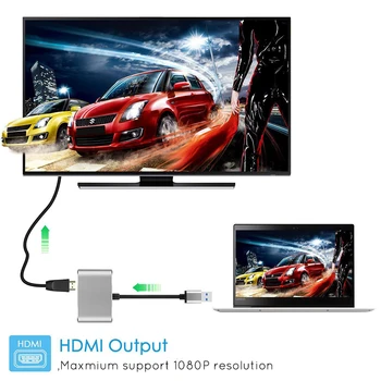 USB 3.0 HDMI VGA kvalite 1080P HD 2 V 1 Hub Converter Pre Notebook HDTV Projektory Monitory HDMI VGA Sync Výstup pre Windows7/8/10