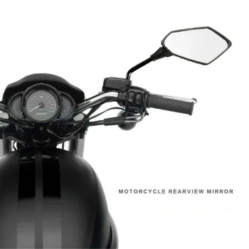Univerzálny 2ks Motocykel Veľké rozmery Zrkadla Black Motocykel Motorke Chrome Skúter Spätné Spätné Bočné Zrkadlo 8Mm