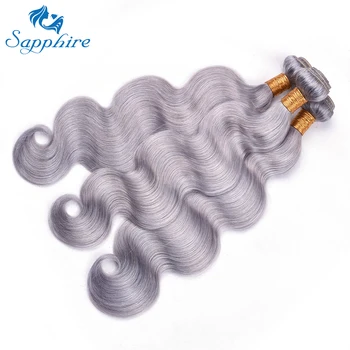 Sapphire Silver Grey Brazílsky Telo Vlna Ľudských Vlasov Väzbe Zväzky Remy Ľudské Vlasy Rozšírenie Farebné Telo Vlna, Vlasy Zväzky