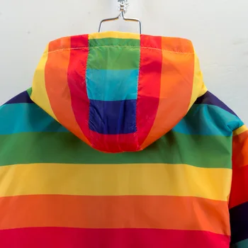 LZH 2020 Jeseň Nové Detské Oblečenie Baby Chlapci, Dievčatá Rainbow Prekladané Bunda s Kapucňou Módne Bežné Farby Zodpovedajúce Windbreaker