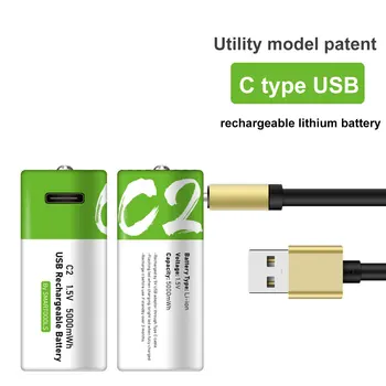 Nabíjateľná Batéria typu C USB Nabíjanie Typ Batérie-C Port Priame Nabíjanie Č. 2 1,5 v C Lítiové Batérie, Audio-vizuálne Vybavenie