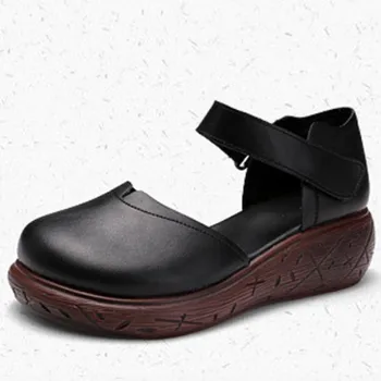 TIMETANG Podpora kolo hlavy originálne kožené sandále klasické pohodlie žena klinu topánky sandále 2020 preslávenej letná obuv ženy