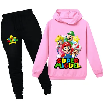 Nové detské oblečenie na jar a na jeseň karikatúra Super Mario Kapucňou sveter nohavíc vyhovovali príležitostné športové Halloween kostým