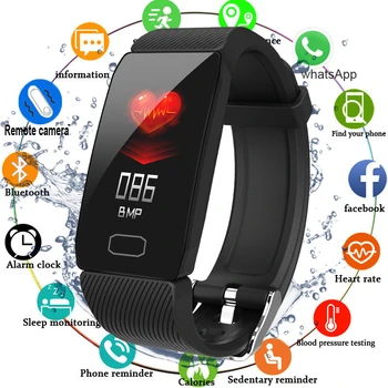 Q1 Smart Hodinky 1.14 Palcový Vodotesný IP67 Srdcovej frekvencie Náramok Krvný Tlak Monitor Kapela Pánske Športové Smartwatch Pre Ios a Android