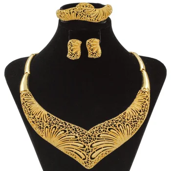 Európskej módy žena šperky vysokej kvality 18 zlaté náhrdelníky náušnice šperky sady svadobné odevné doplnky maloobchod veľkoobchod