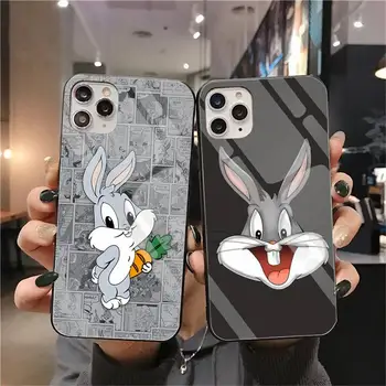 Legrační Karikatúra Bugs Bunny Telefón Prípade Tvrdeného Skla Pre iPhone 11 Pro XR XS MAX 8 X 7 6 6 Plus SE 2020 prípade