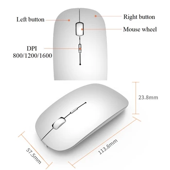 Bluetooth 4.0 + 2.4 G Bezdrôtový Duálny Režim 2 v 1 Dobíjacia Myš 1600 DPI Ergonomický Prenosné Optická Myš Pre Notebook, Tablet PC