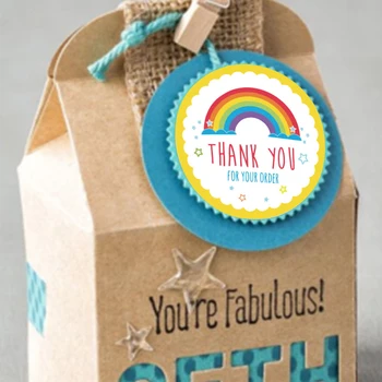 500Pcs Roztomilý Rainbow Nálepky Ďakujeme Vám Za Vašu Objednávku Samolepky Pre Malé podniky Dekor Štítky, Darčekové Obálky, Obaly Tesnenie
