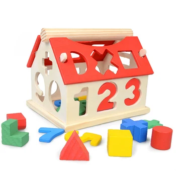 Bloky Drevo Dom Deti Duševného Vývinu Budovy Dieťa Vzdelávacie Hračky