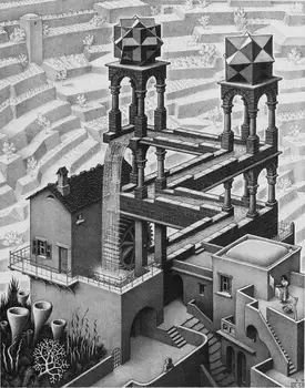 M C Escher Optické Ilúzie Kreslenie 2 Hodvábnej Látky Obrázok Plagátu Spálne Dekorácie