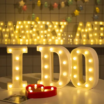2021 dekorácie vintage Abecedy LED List Svetiel sa rozsvieti Biele Plastové Listy Stojí Visí-M & декор дома новый год #