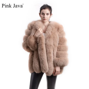 Ružová java QC8128 nový príchod ženy zimné oblečenie reálne líška srsť srsť prírodné fox kožušiny bunda hot predaj veľký kožušiny dlhý rukáv