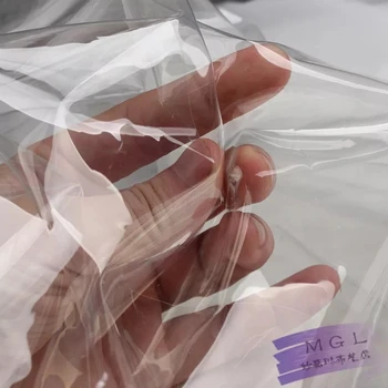 Transparentné TPU Tkanina PVC fólií Nepremokavé DIY Crystal Tašky Pršiplášť Pohľadu Oblečenie Dizajnér Textílie 50*137 cm