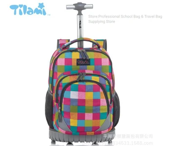 18-palcové Školy Koľajových batoh batoh s Kolieskami pre deti, dievčatá Školský batoh kolesá Cestovné Vozíka batohy taška teenagerov