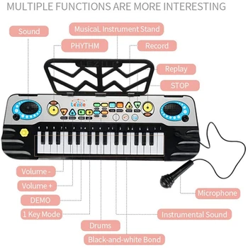 32 Kľúče, Electronic Keyboard Klavír pre Deti LED Hudba Prenosné Výučby Klávesnice Hračka s Mikrofónom Hudobný Nástroj