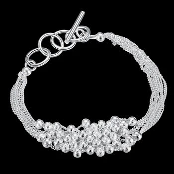 LEKANI Hot Predaj 925 Sterling Silver Jemné Šperky, Módne Šesť Line Matné Perličiek Náramok Náramok Pulseiras de Prata pre Ženy Darček