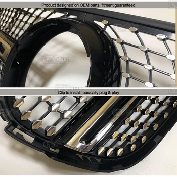 ABS Black Silver Náhradný Predný Nárazník Diamantmi Radiátor Mriežka vhodné Na Mercedes GLC Triedy X253 C253 W253 - 2018