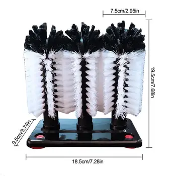 Krátke Ploché Tri-hlavy Umývanie Štetca Triple Kefa Sklo Podložka Predchádzať Lámanie Pohárov na Víno Brush Cleaner Pre Bar Domácnosti #4O