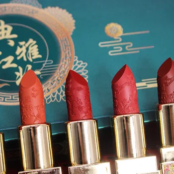 8ks Zakázané Mesto Velvet Rúž Nastaviť Čínsky Vintage Štýl, dlhotrvajúce Hydratačné Matný Lip Cream Ženy Lip make-up, Kozmetické