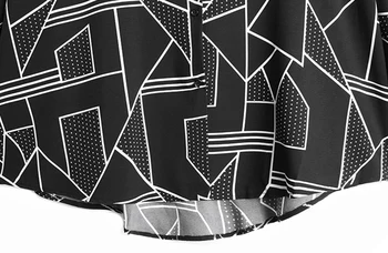 [EAM] Ženy Veľké Veľkosti Nepravidelný Geometrický Vzor Blúzka Nové Klope Dlhý Rukáv Voľné Nosenie Tričko Fashion Jar Jeseň 2021 1DD3651